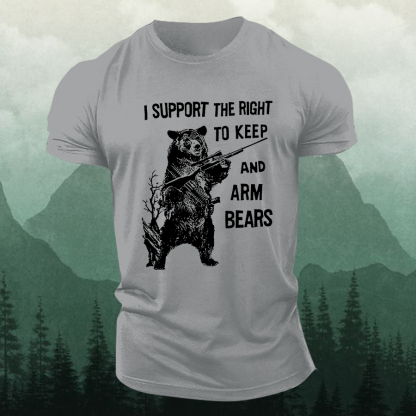I Support The Right To Keep And Arm Bears Printed Men's T-shirt 