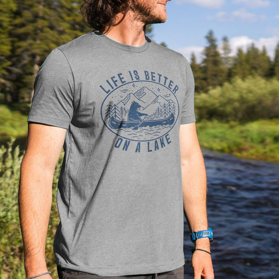 Life Is Better On A Lake Printed Men's T-shirt