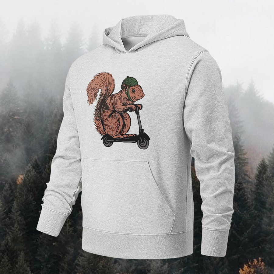 Squirrel Riding Printed Men's Hoodie