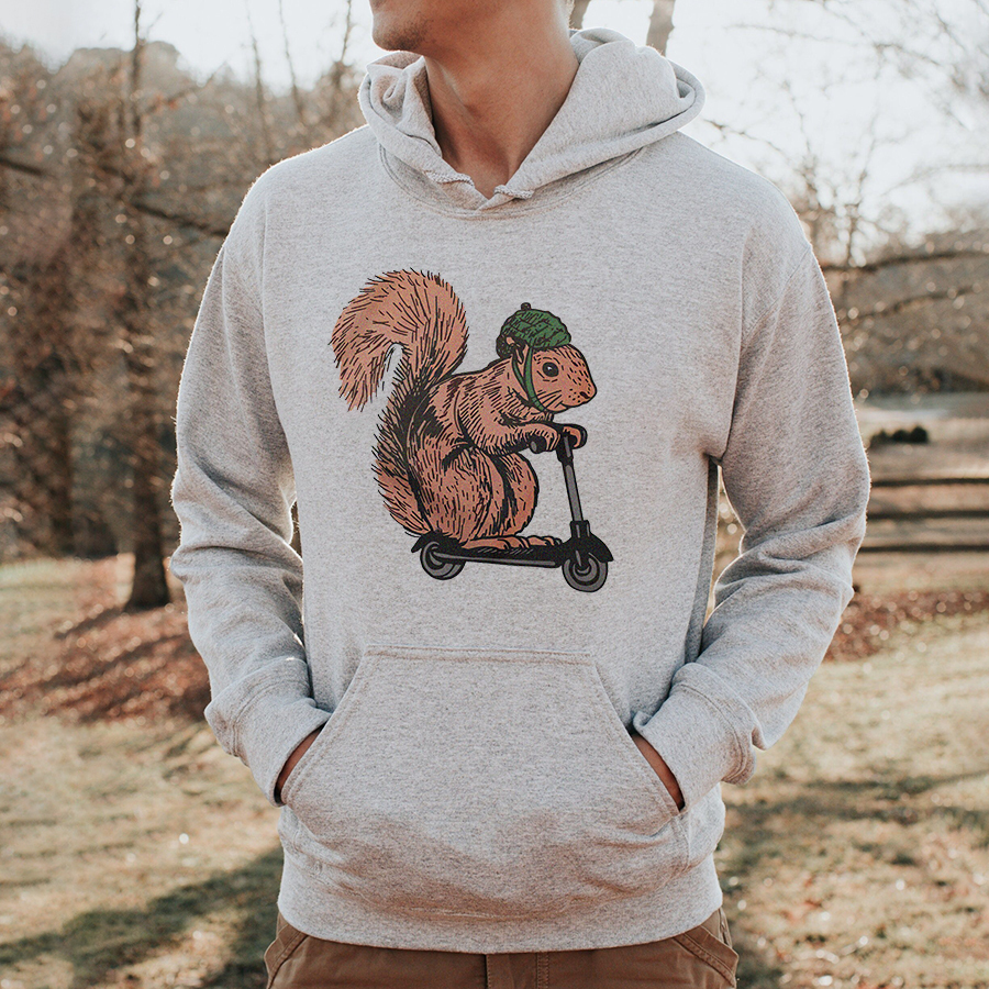 Squirrel Riding Printed Men's Hoodie