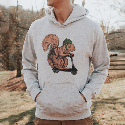 Squirrel Riding Printed Men's Hoodie