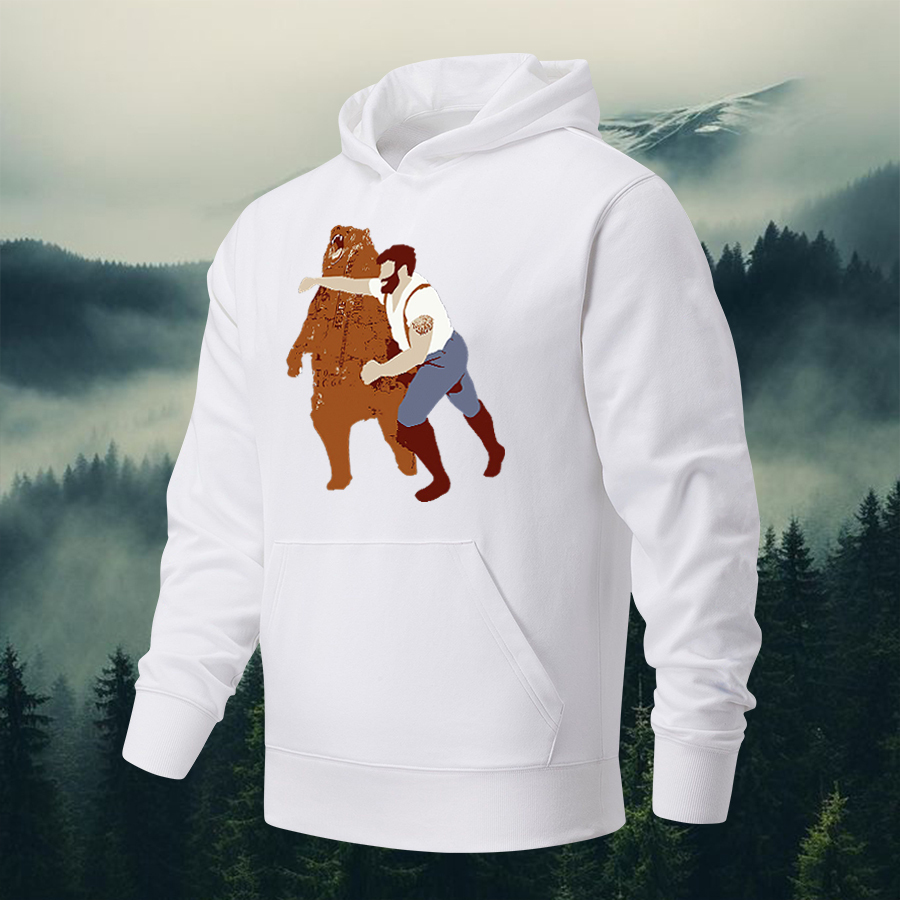 Guy Punching Bear Printed Men's Hoodie