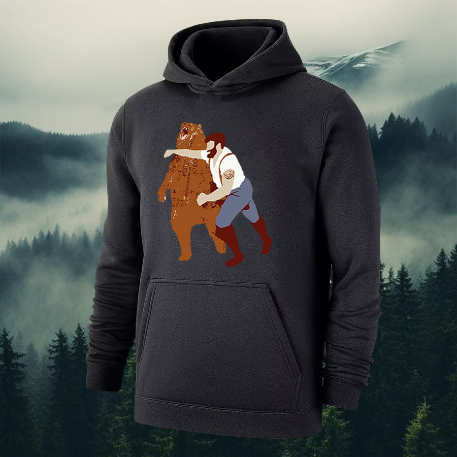 Guy Punching Bear Printed Men's Hoodie