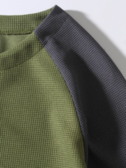 Casual Waffle Colour Block Men's Sweatshirt