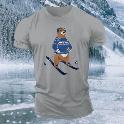 Funny Bear Ski Printed Men's T-shirt