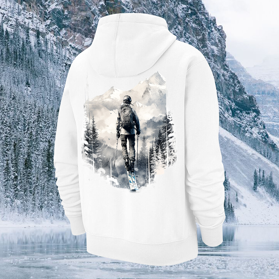 Winter Skier Printed Men's Hoodie