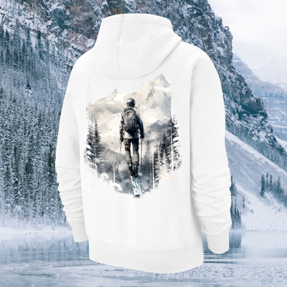 Winter Skier Printed Men's Hoodie