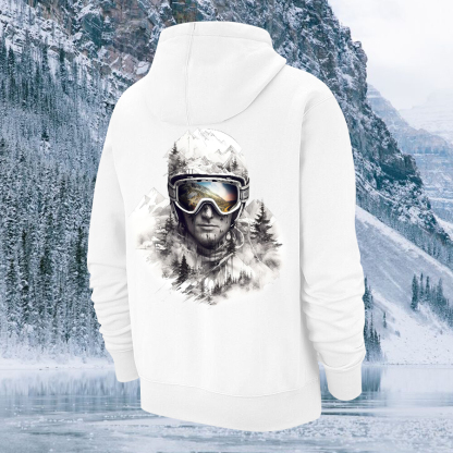 Snowy Mountain Skier Printed Men's Hoodie