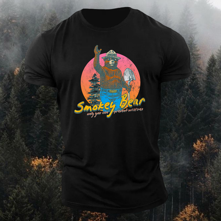 Only You Can Prevent Wildfires Smokey Bear Printed Men's T-shirt