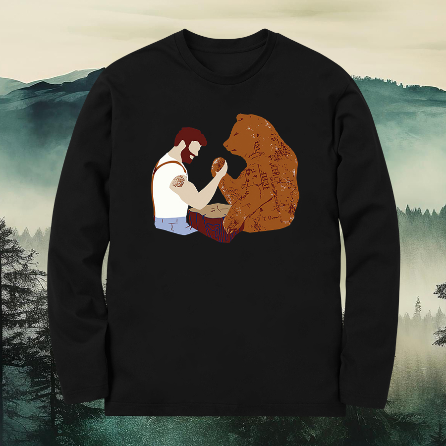 Arm Wrestle Printed Long Sleeves Men's T-shirt