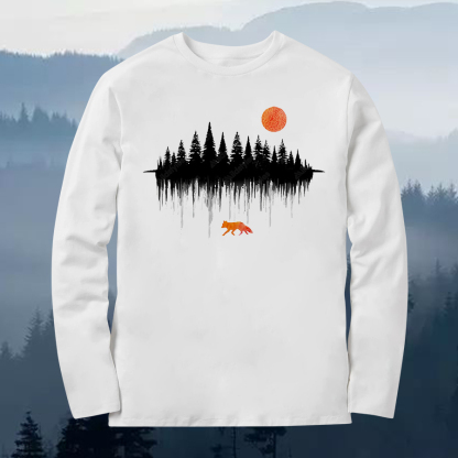 Wildlife Red Fox Printed Long Sleeves Men's T-shirt