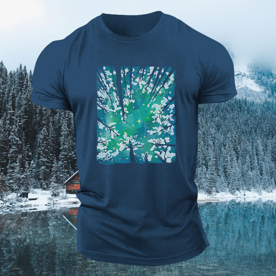 Snowy Trees Printed Men's T-shirt