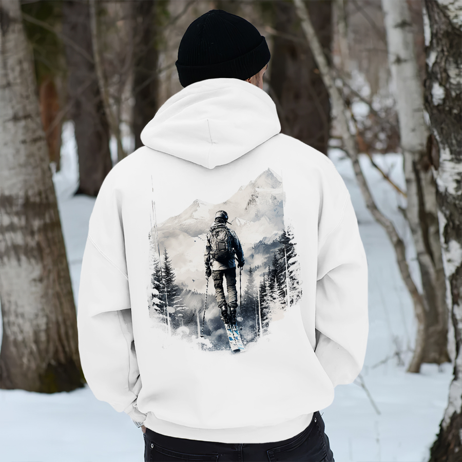 Winter Skier Printed Men's Hoodie
