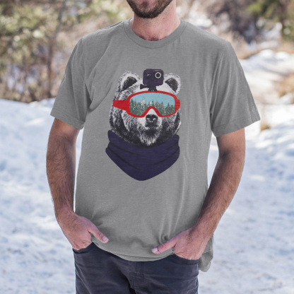 Ski Bear Printed Men's T-shirt