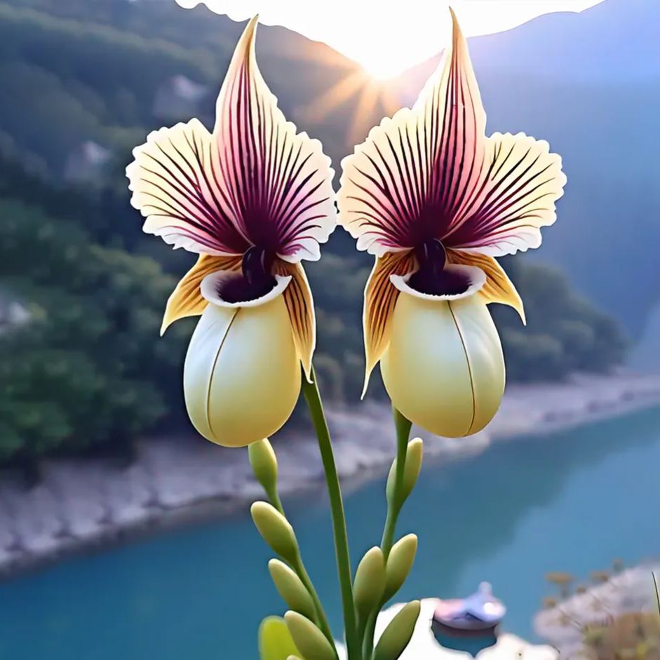Alpine Circle Paphio Purple Orchid Rare Plant Seeds🌼