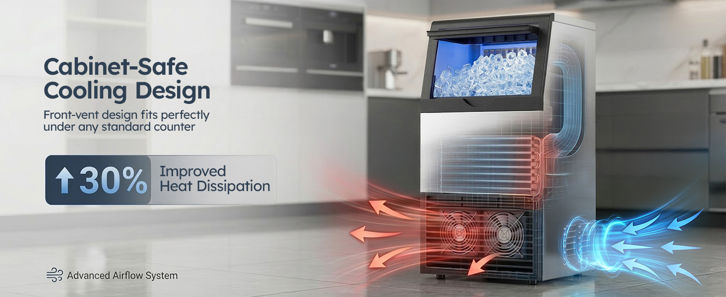 {"default":"Mojgar ice maker front-vent cooling system, 30% improved heat dissipation, safe for cabinets while efficiently making crystal-clear ice."}
