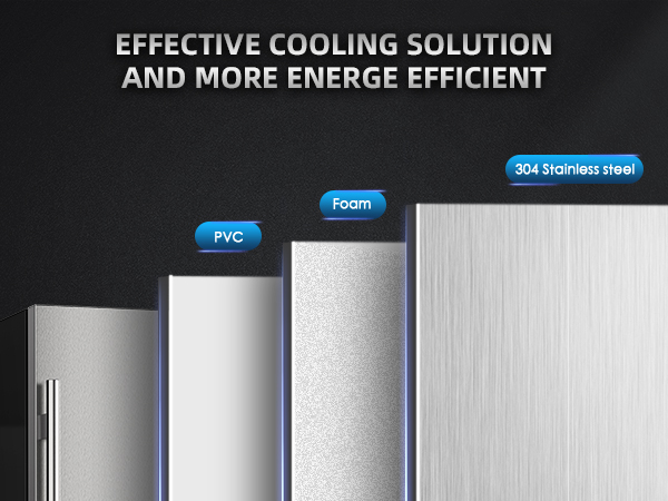 Effective cooling solution featuring layers of PVC, foam, and 304 stainless steel, ensuring enhanced insulation, energy efficiency, and durability for optimal refrigeration performance.