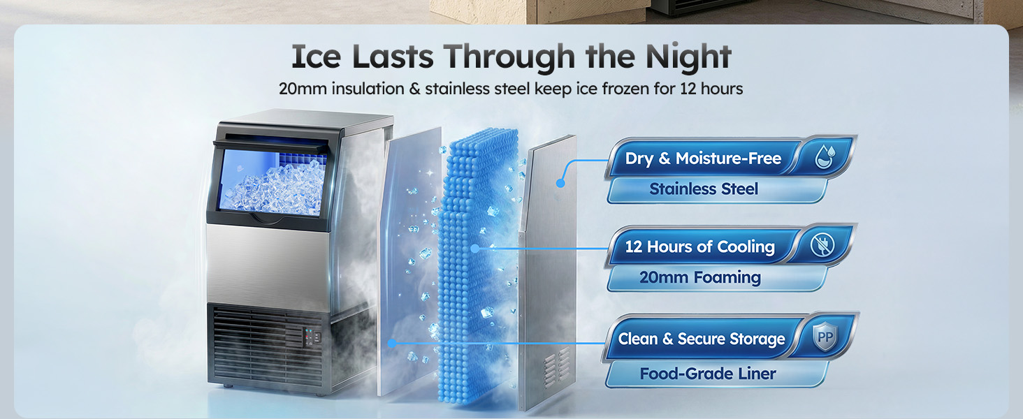 {"default":"Mojgar ice maker with 33 lbs insulated bin, 20mm foam keeps ice frozen up to 12 hours, ensuring long-lasting cold for drinks and parties."}
