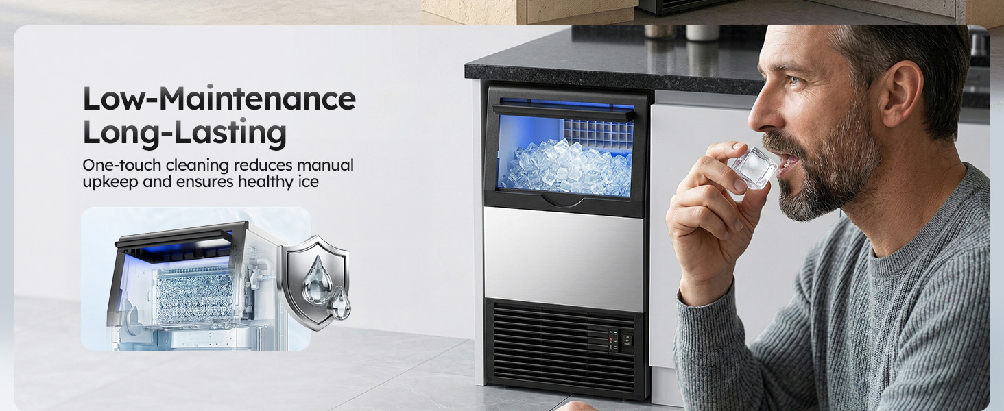 {"default":"Mojgar ice maker with one-touch self-cleaning system, reducing maintenance while ensuring crystal-clear, hygienic ice production."}
