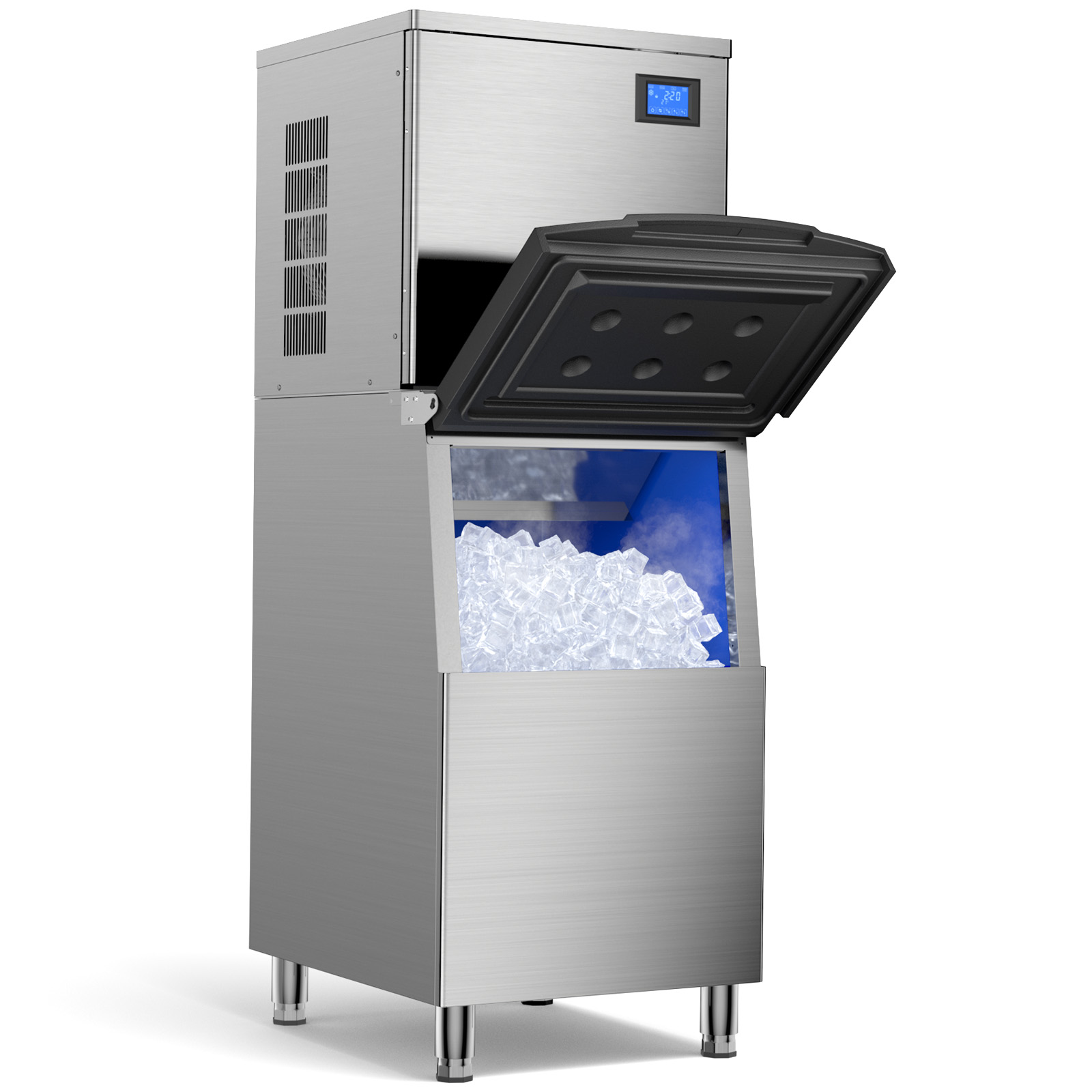 Mojgar 600LBS/24H Commercial Ice Machine with 420LBS Ice Storage, Self-Cleaning Function, and Stainless Steel Exterior. Ideal for Commercial Use in Restaurants, Cafes, Bars.