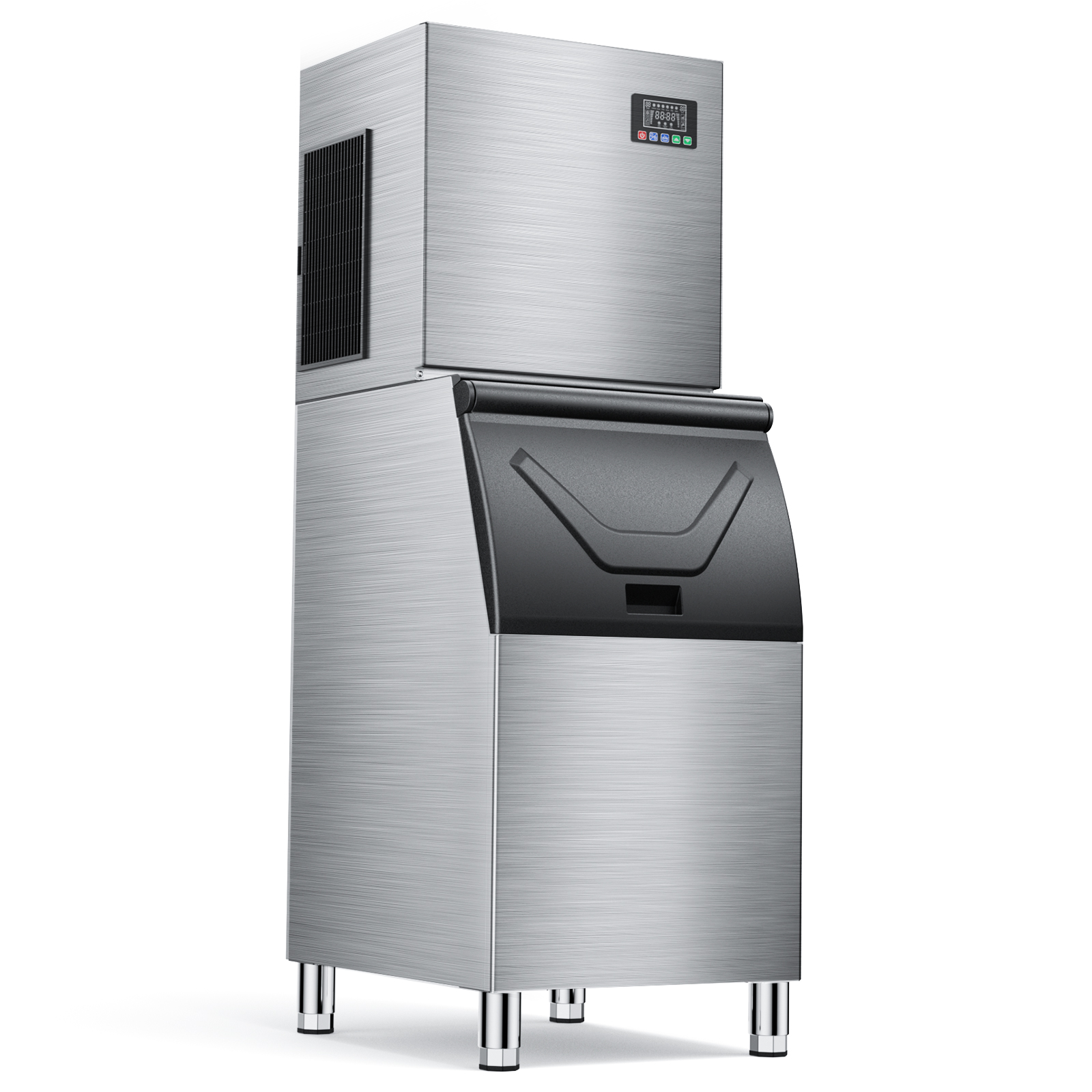Mojgar Commercial Ice Maker featuring a stainless steel exterior, self-cleaning function, and fast ice production. Ideal for high-demand environments like restaurants, bars, and cafes.