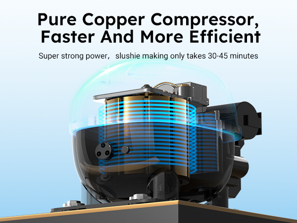 Mojgar Commercial Slushy Machine – Features a pure copper compressor for fast and efficient slushy production. Super strong power ensures slushies are made in just 30-45 minutes.
