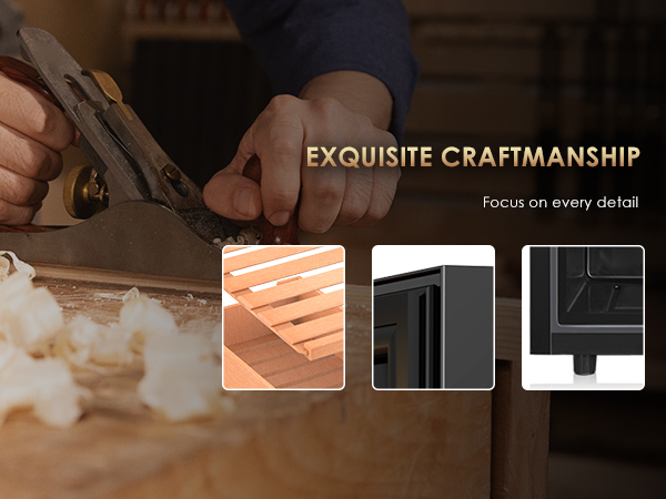 Mojgar humidor showcases fine craftsmanship with attention to detail, including quality wood shelving, precise corners, and sturdy base for optimal cigar storage and preservation.