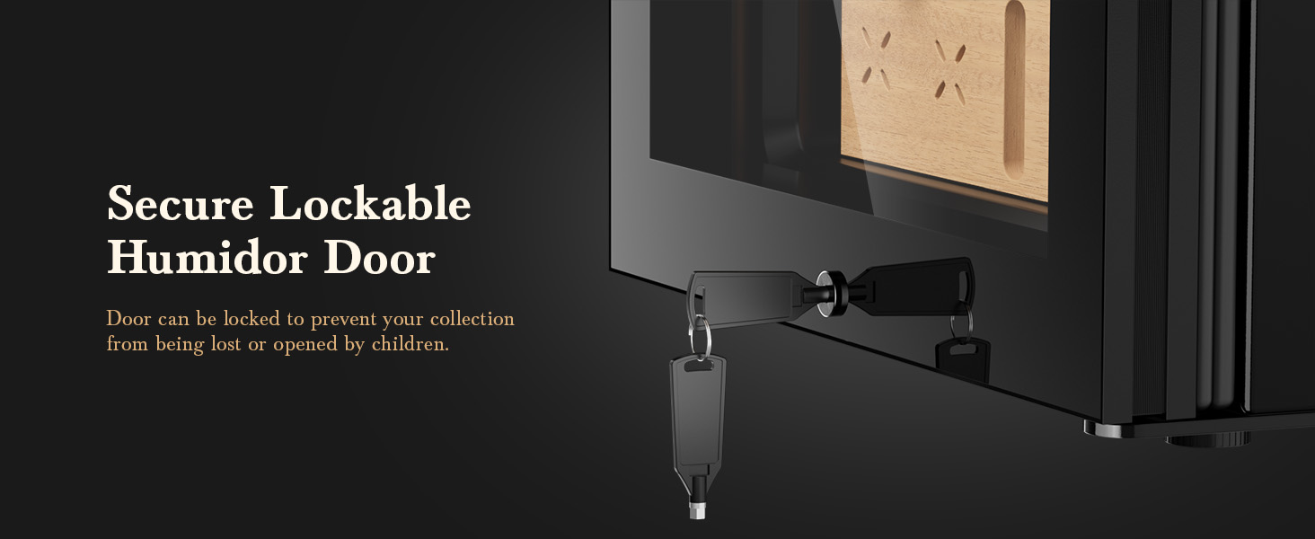 Mojgar humidor with a secure, lockable door to protect your cigar collection from unauthorized access or accidental opening by children, ensuring safety and preservation.