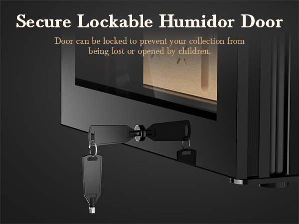 Mojgar humidor with a secure, lockable door to protect your cigar collection from unauthorized access or accidental opening by children, ensuring safety and preservation.
