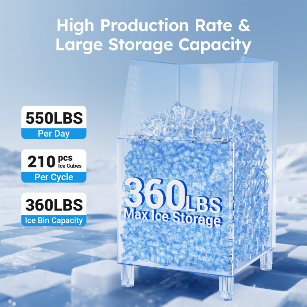 Mojgar 550 LBS Commercial Ice Maker Machine with 360 LBS Storage Bin – Fast, Efficient & Hygienic Ice Production