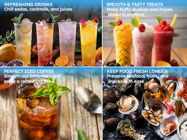 Mojgar Ice Maker produces chewable nugget ice for refreshing drinks, perfect iced coffee, slushies, and preserving food. Ideal for home, office, or events, keeping your drinks and food fresh and cool.