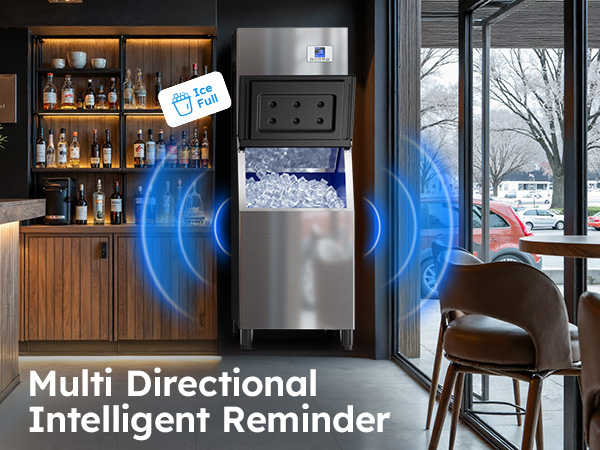 Mojgar Ice Maker with scheduled 24-hour ice production for businesses, allowing timed ice making based on business hours or closing times. Ideal for coffee shops and other commercial settings.