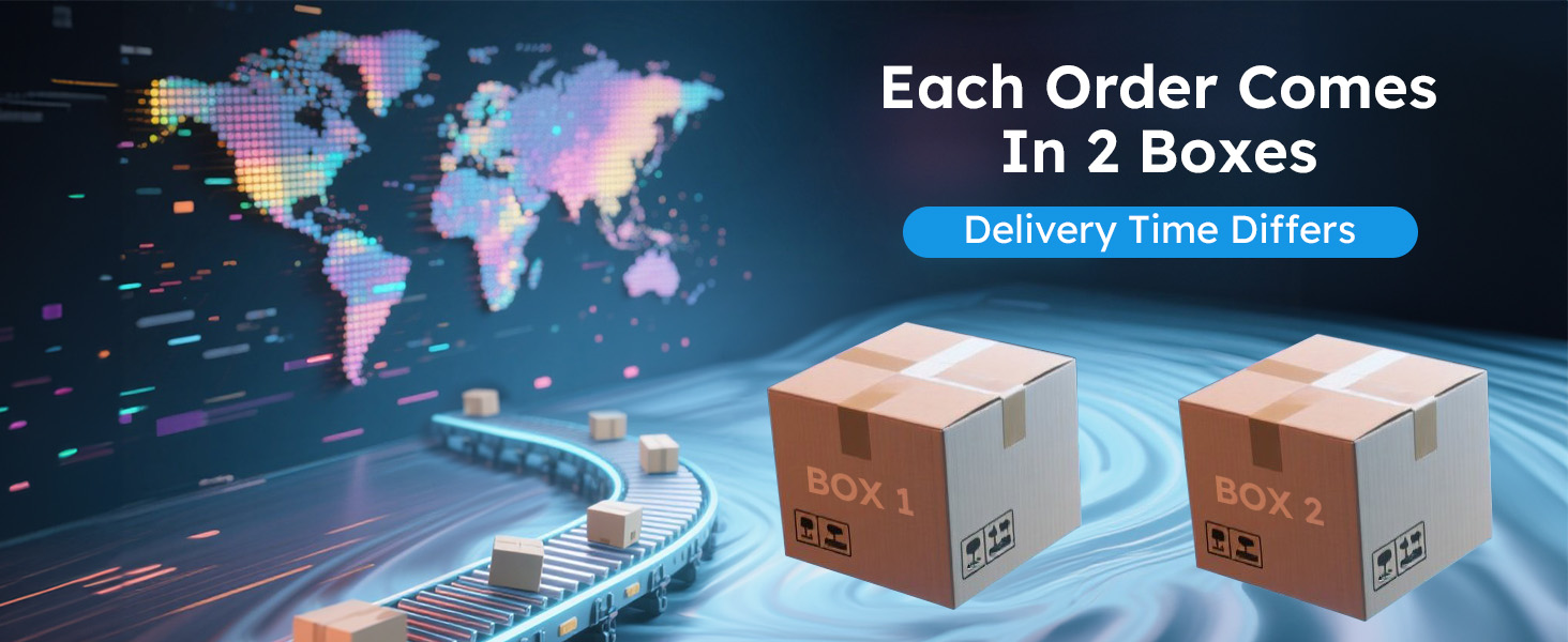 Mojgar Ice Maker shipped in two separate boxes, with delivery time varying. Efficient and secure packaging for safe transport and easy setup.