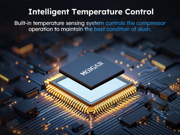 Mojgar slush machine featuring three independently controlled tanks, allowing each to be set for slush or cool drink mode, ideal for meeting different preferences in a family or party setting.