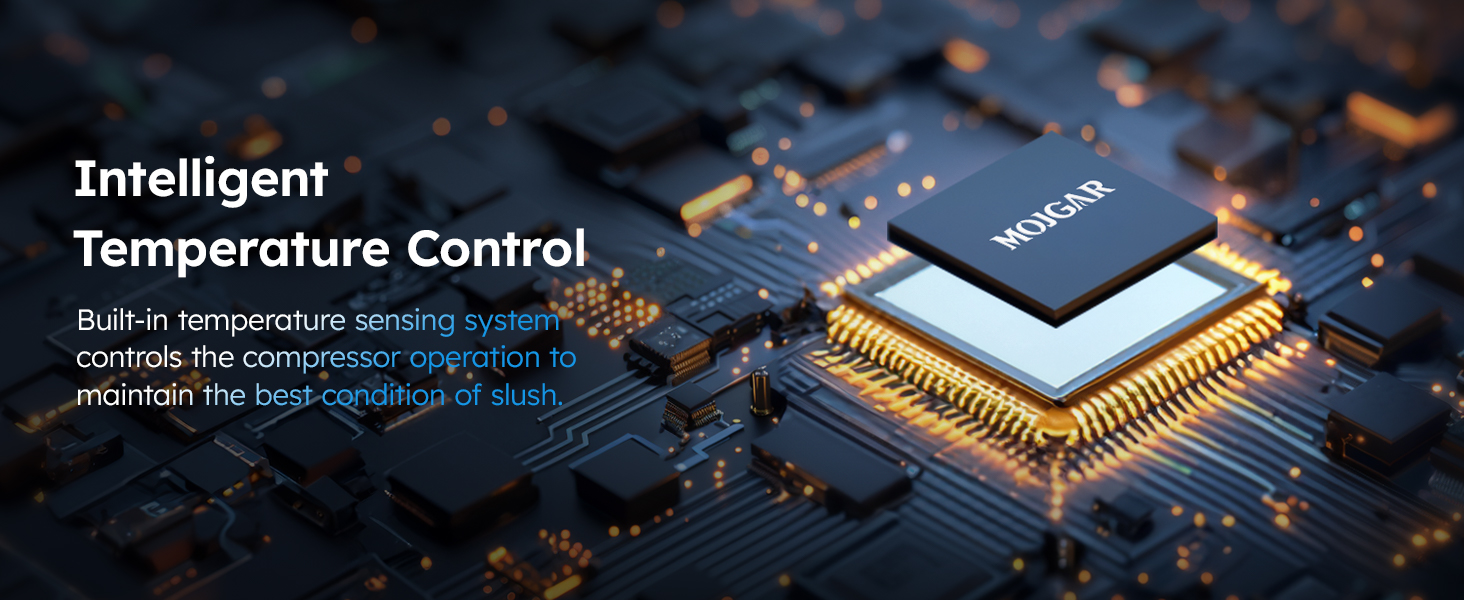 Mojgar slush machine featuring three independently controlled tanks, allowing each to be set for slush or cool drink mode, ideal for meeting different preferences in a family or party setting.