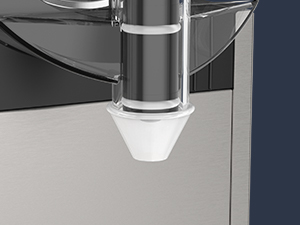 Close-up of the Mojgar slush machine’s dispensing nozzle, crafted for precise and spill-free pouring. Ensures clean and efficient serving of slush beverages, ideal for high-traffic settings.