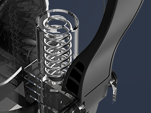 Close-up of the Mojgar slush machine’s spring lever mechanism, designed for easy dispensing and durability. Ensures smooth operation and precise control while serving slush or frozen drinks.