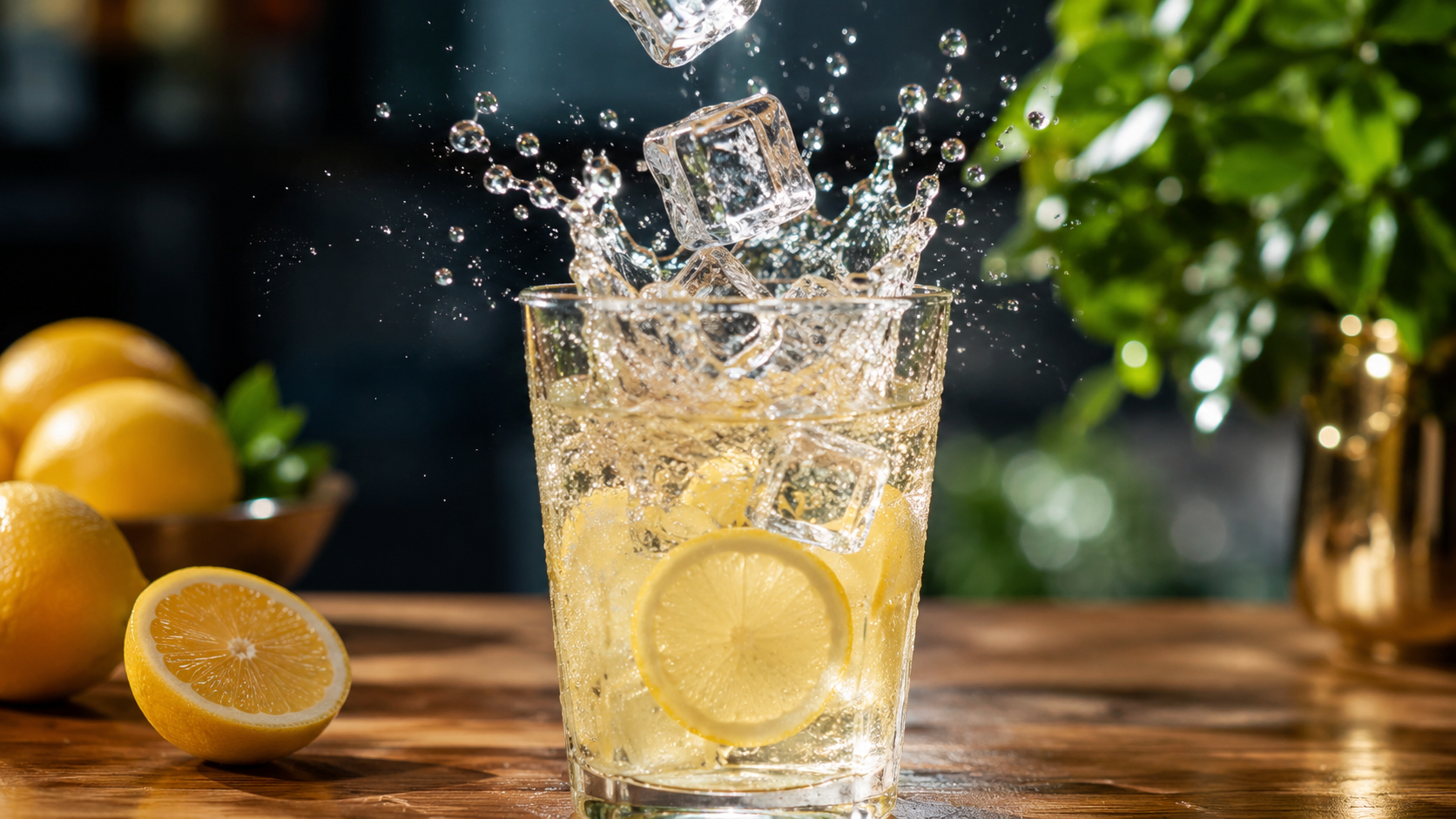 Clear cube ice being added to summer drinks for better presentation