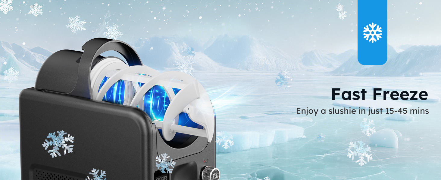 {"default":"Mojgar Slushy Machine with Fast Freeze technology – Enjoy slushies in 15-45 minutes with high-efficiency cooling, perfect for quick, refreshing drinks."}
