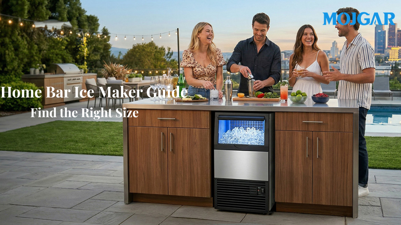 Home bar ice maker size guide with Mojgar undercounter ice maker