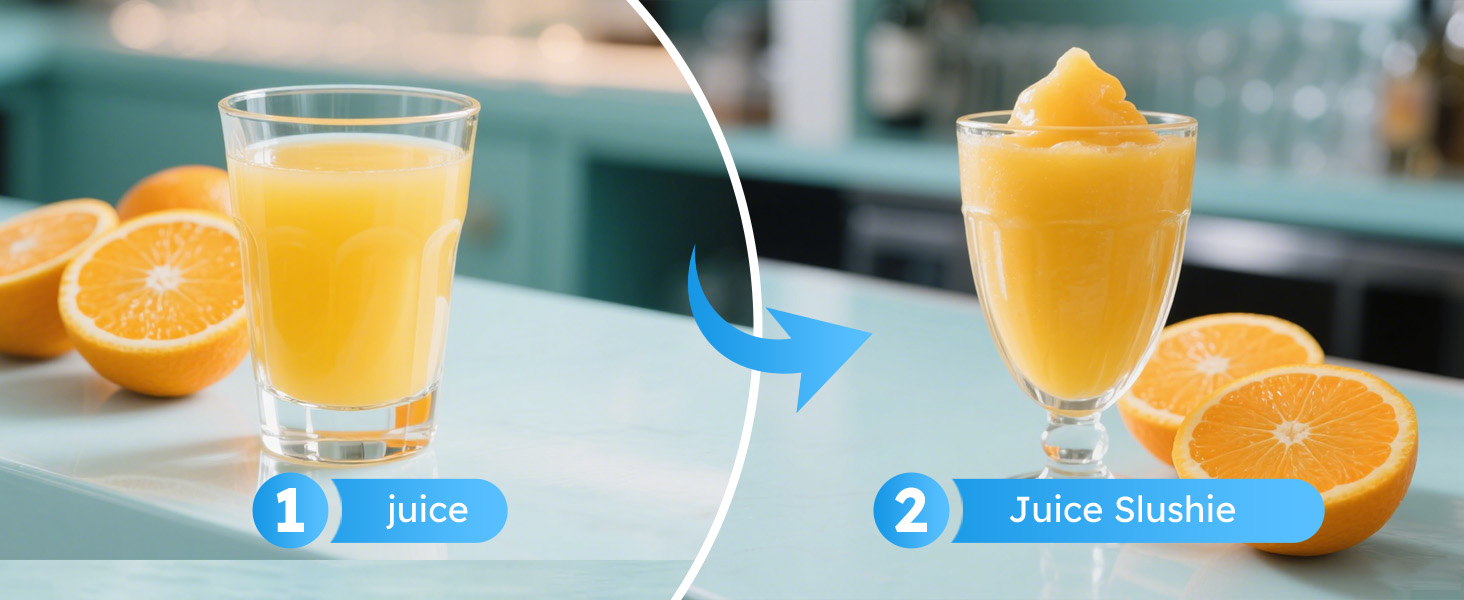 {"default":"Transform fresh juice into a refreshing juice slushie in minutes. A vibrant transformation from juice to slushie, perfect for hot days."}
