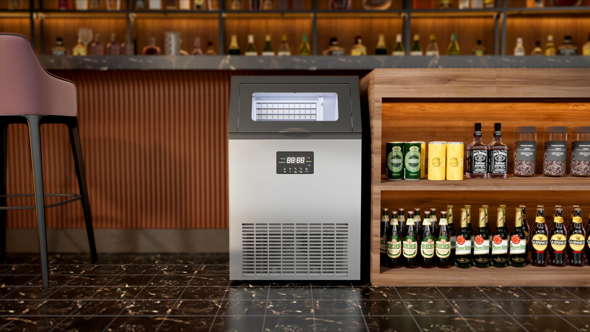 A 100 lb/day undercounter ice maker is a practical fit for home bars, kitchens, and everyday entertaining.