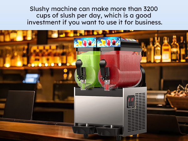 Mojgar slushie machine produces over 3,200 cups of slush per day, making it an ideal investment for commercial use in bars, cafes, and restaurants.