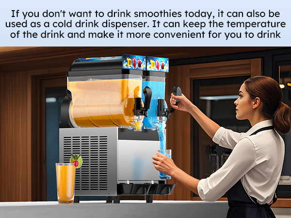 Mojgar Frozen Drink Machine can also be used as a cold drink dispenser, keeping beverages chilled and convenient for daily use in bars, restaurants, and cafes.