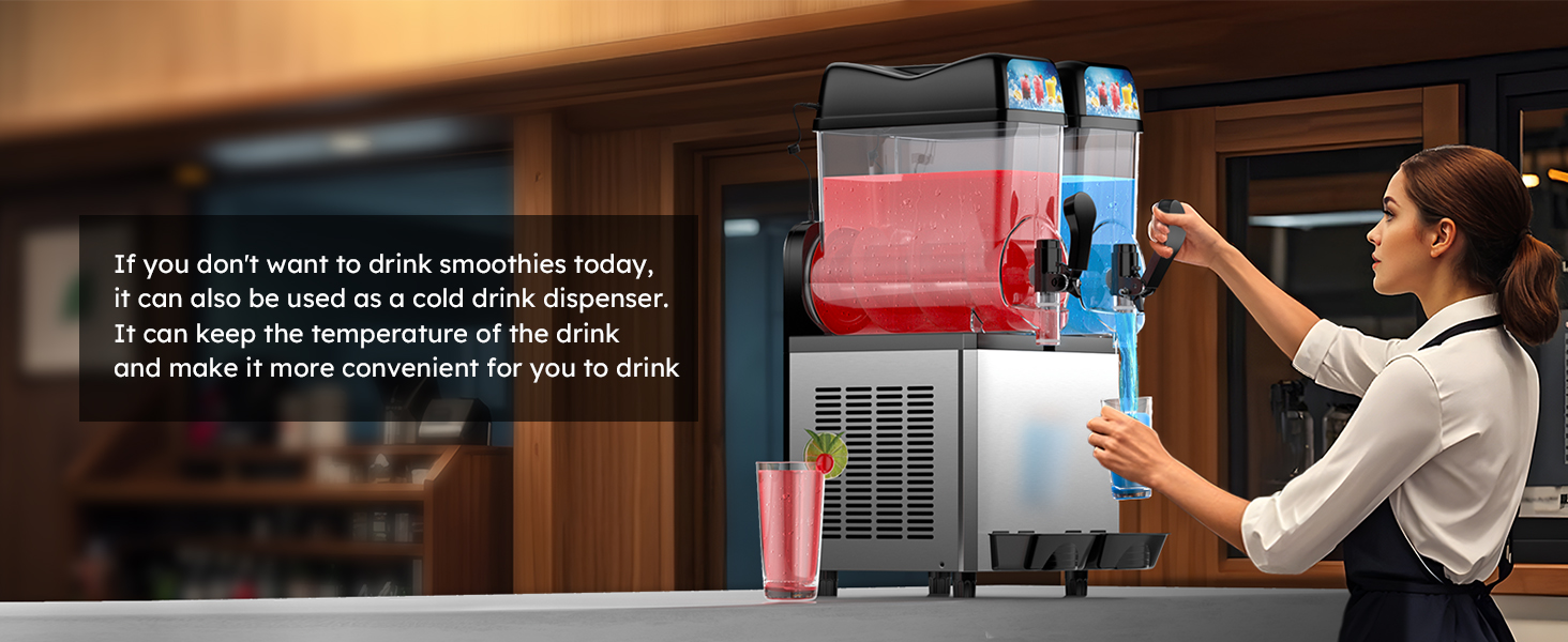Mojgar slushy machine can produce over 3,200 cups of slush per day, making it an excellent investment for commercial use in bars, cafes, and restaurants. High-capacity and efficient performance.