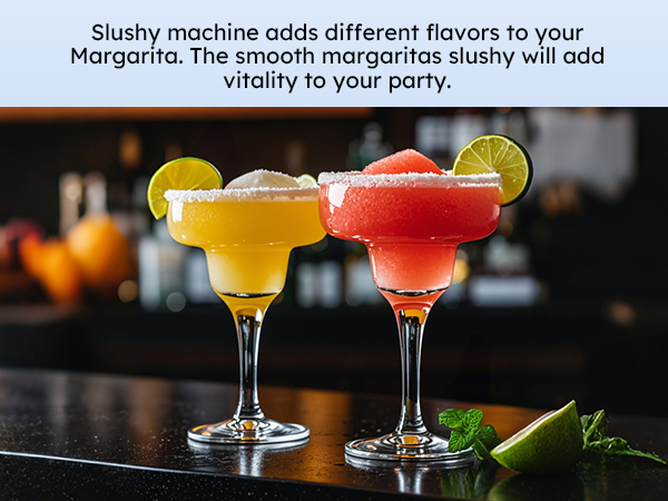 Mojgar slushy machine enhances margaritas with various flavors. Creates smooth frozen cocktails that bring excitement to any party or bar. Perfect for making refreshing beverages with a professional texture.
