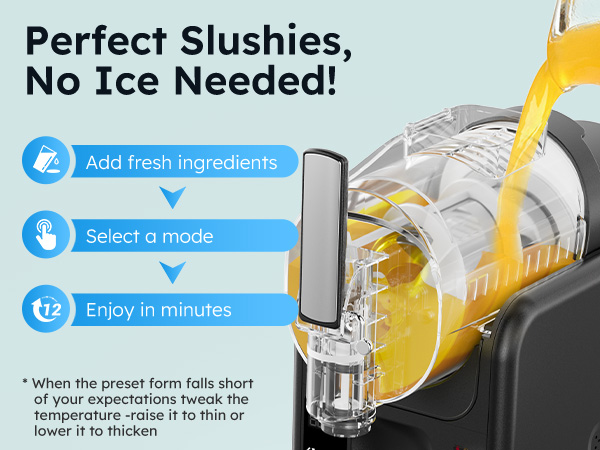 {"default":"Mojgar Slushie Machine with 85oz capacity, rapid cooling, 5 preset modes, automatic cleaning, and low-noise operation. Easily make slushies in three simple steps."}

