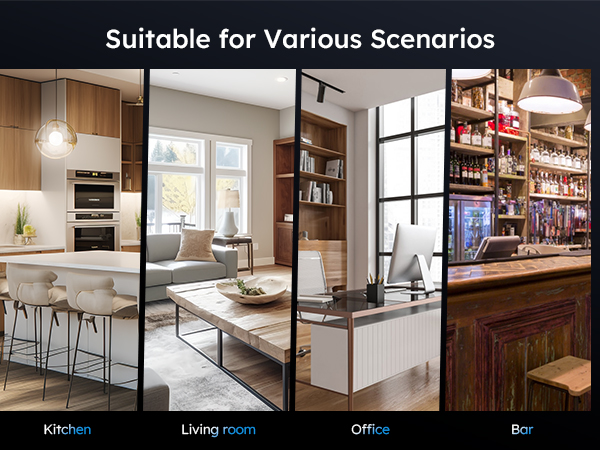 Refrigerator suitable for various scenarios including kitchen, living room, office, and bar, blending seamlessly with different interior styles for versatile and practical use.