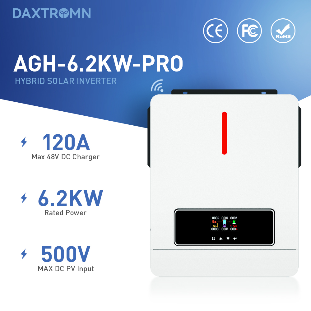 Daxtromn pow 3.6KW 6.2KW solar inverter 24VDC 48vDC hybrid mppt 6200W