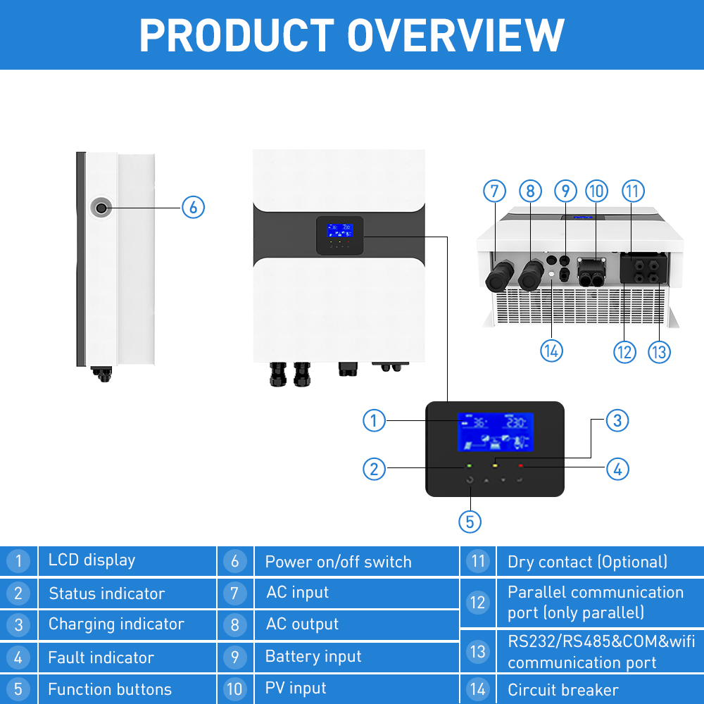  IP65 DAXTROMN 6KW SOLAR INVERTER 48VDC PARALLEL HYBRID INVERTER MPPT 6000W  230VAC PURE SINE WAVE CHARGE CONTROLLER 100A OFF GRID ON GRID 